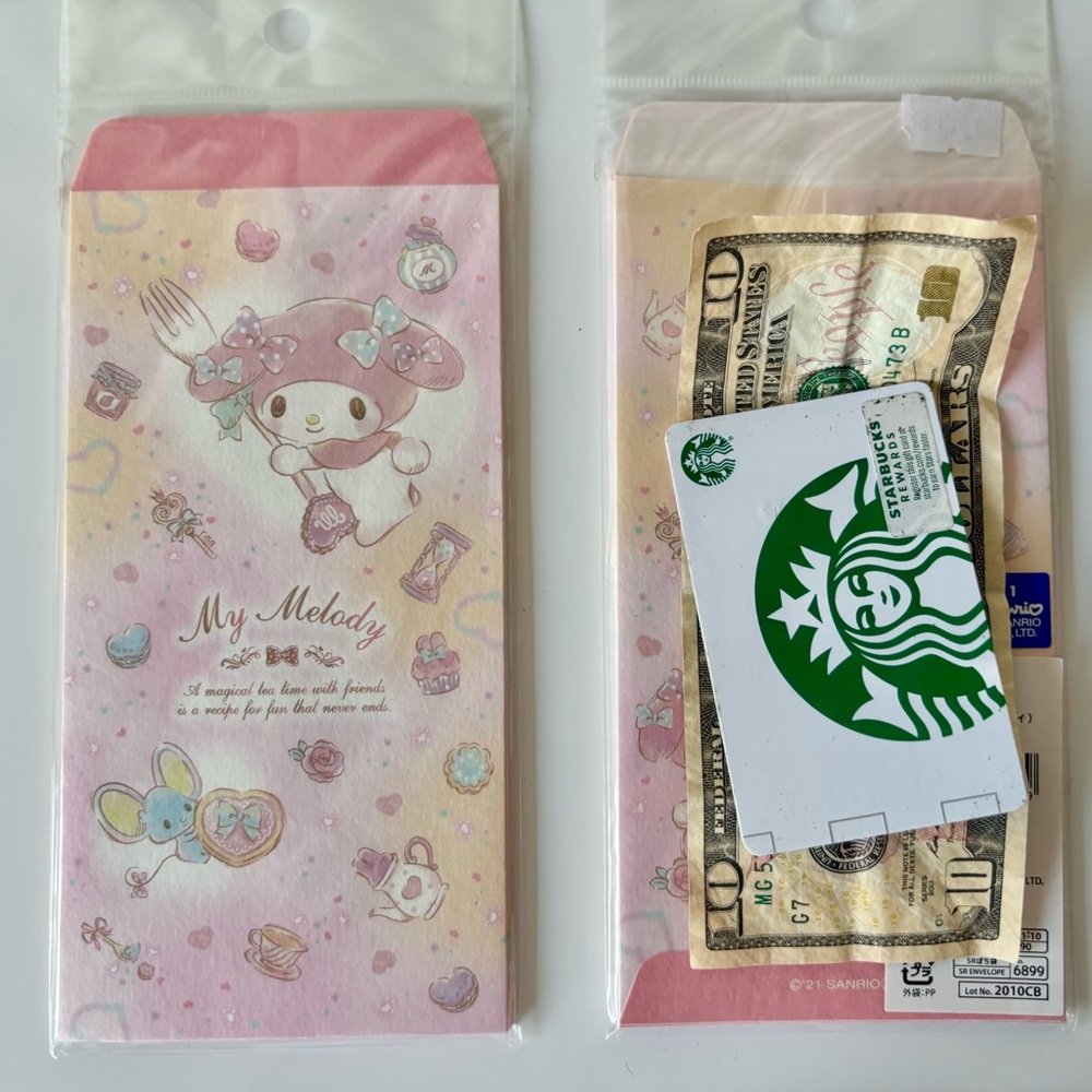 My Melody Pink Kawaii Gift Card Money Envelope set of 6 NWT Made in Japan